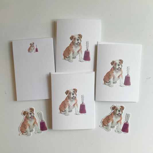 Sweet Notes Stationary Set - Bulldog and Cowbell
